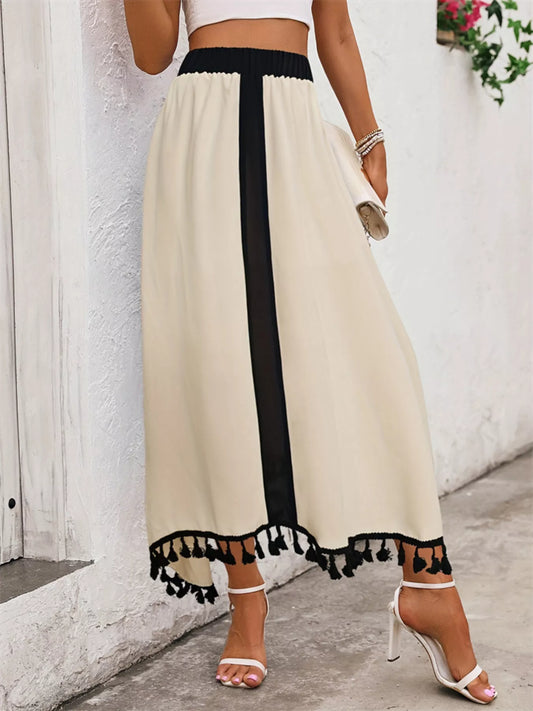 Tassel Trim High Waist Skirt - Tigbul's Variety Fashion Shop