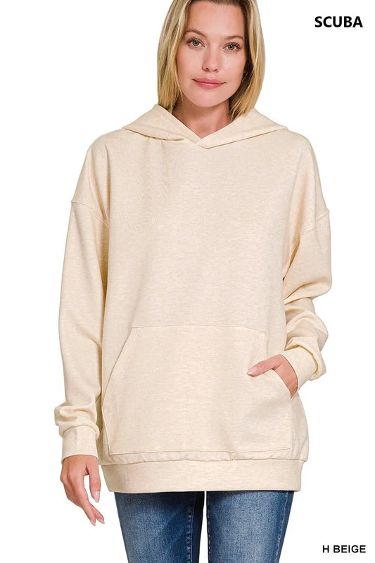 Zenana Oversized Scuba Hoodie with Kangaroo Pocket - Tigbul's Variety Fashion Shop