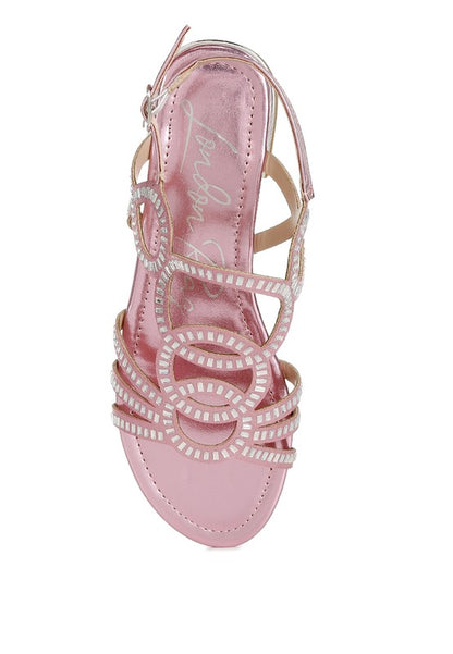 Jisters Cut Out Detail Rhinestone Flat Sandals - Tigbul's Variety Fashion Shop