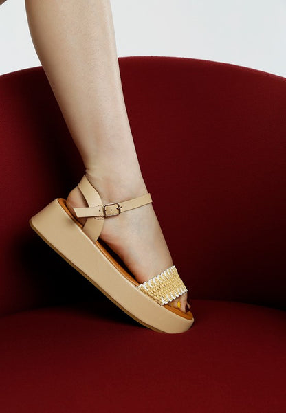 Anglong Raffia Flatform Sandals - Tigbul's Variety Fashion Shop