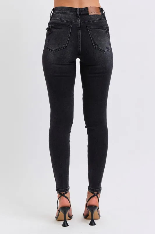 Judy Blue Full Size Midi Rise Tummy Control Skinny Jeans Plus Size - Tigbul's Variety Fashion Shop