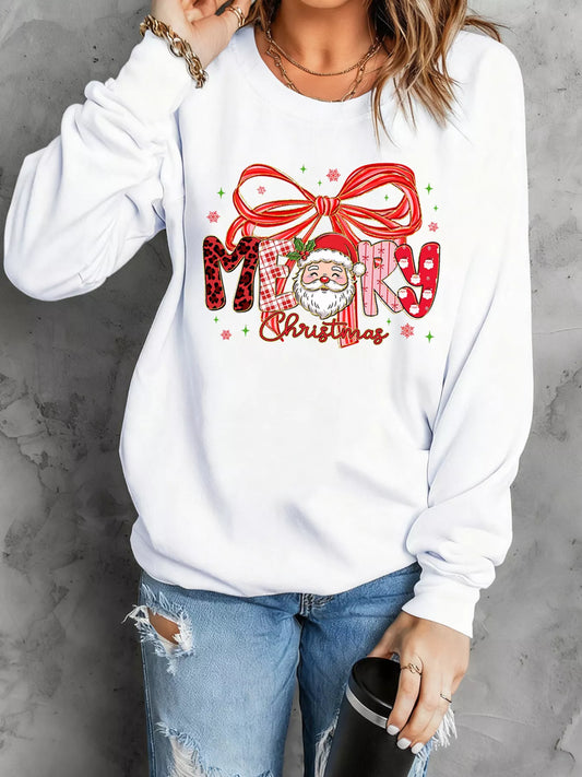 Merry Christmas Graphic Long Sleeve Sweatshirt - Tigbul's Variety Fashion Shop