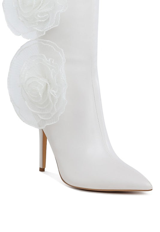 Chinkara Sheer Big Rose Detail Long Boots - Tigbul's Variety Fashion Shop