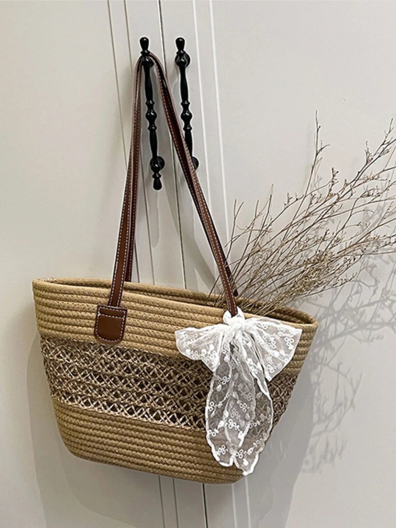Woven Straw Shoulder Bag - Tigbul's Variety Fashion Shop