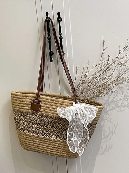 Woven Straw Shoulder Bag - Tigbul's Variety Fashion Shop