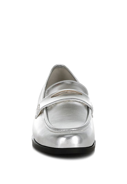 Rugle Metallic Faux Leather Flat Loafers - Tigbul's Variety Fashion Shop