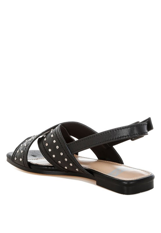 Calluna Stud Embellished Buckled Flats - Tigbul's Variety Fashion Shop