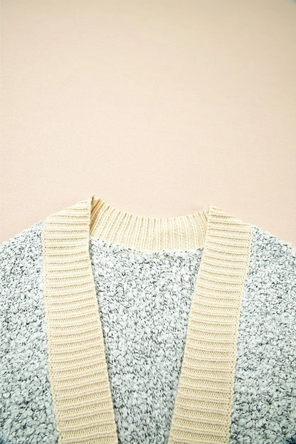 Color Block Side Pockets Open Front Cardigan - Tigbul's Variety Fashion Shop