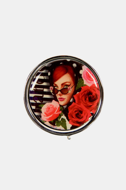 Nicole Lee USA Print Metallic Circular Small Pill Case - Tigbul's Variety Fashion Shop