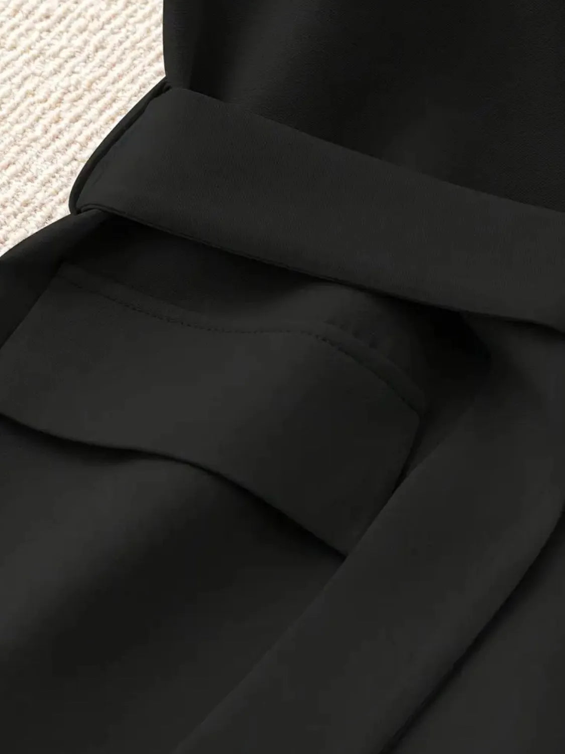 Tie Waist Lapel Collar Sleeveless Blazer - Tigbul's Variety Fashion Shop