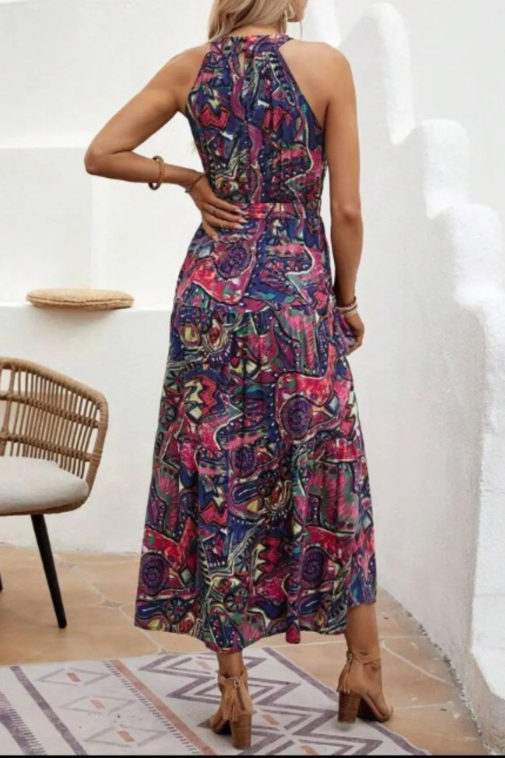Tied Floral Sleeveless Dress - Tigbul's Variety Fashion Shop