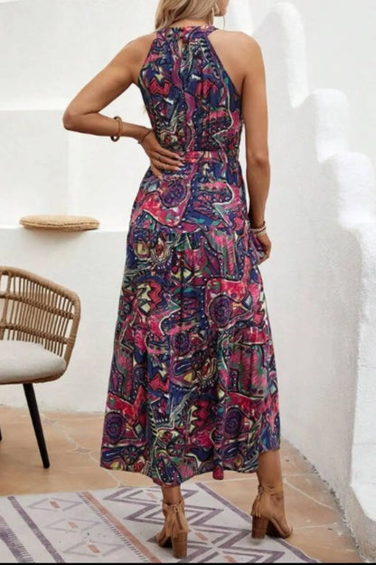 Tied Floral Sleeveless Dress - Tigbul's Variety Fashion Shop
