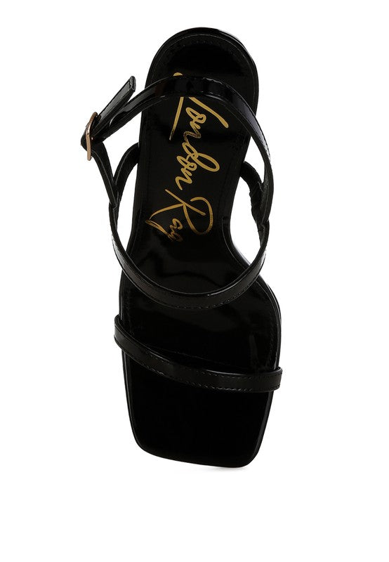 Ladra Fantasy Wedge 3.5" Heel Black Sandals | Tigbuls