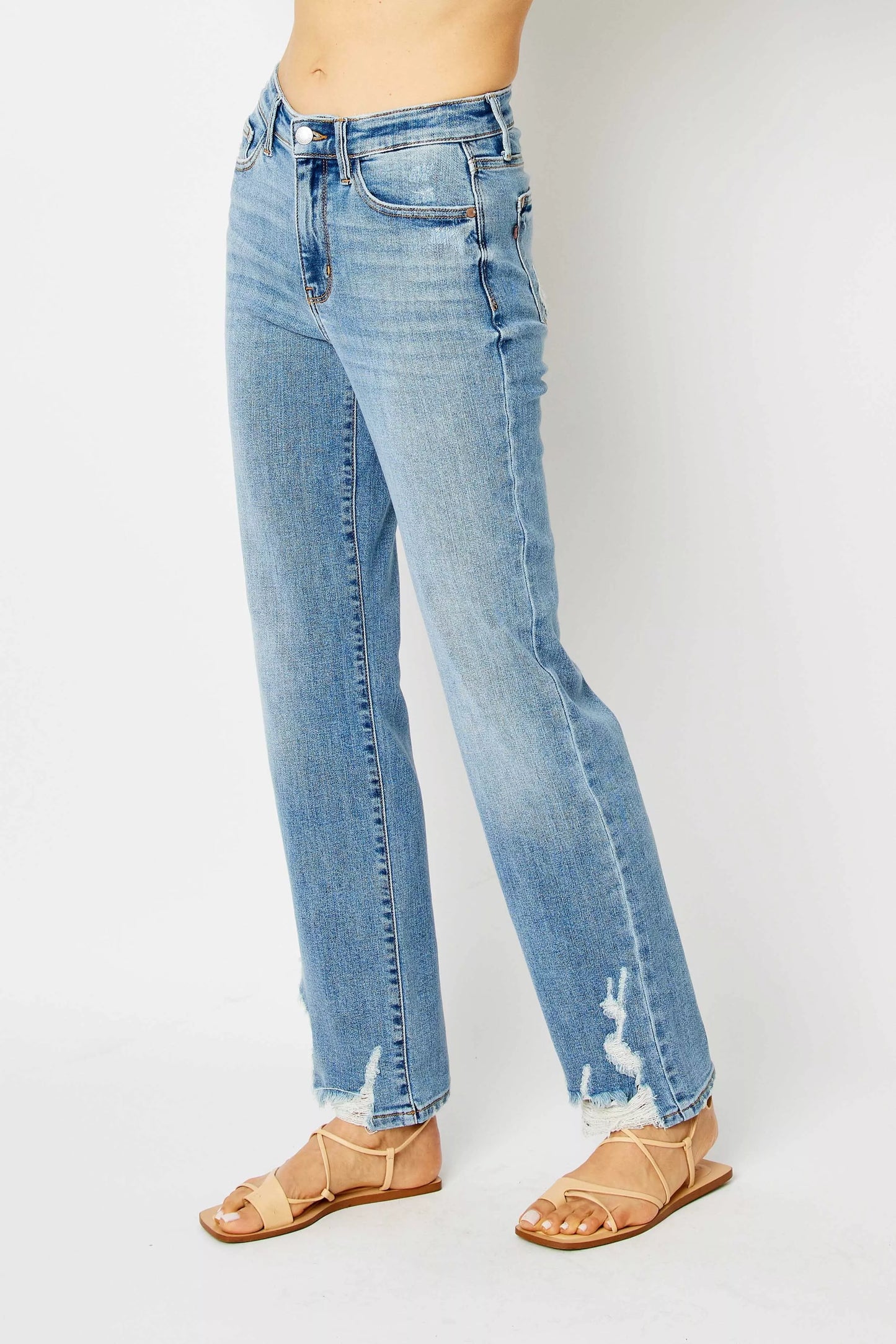 Judy Blue Full Size High Waist Straight Jeans with Heavy Destroy Plus Size - Tigbul's Variety Fashion Shop