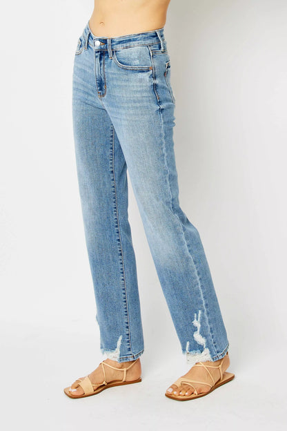 Judy Blue Full Size High Waist Straight Jeans with Heavy Destroy Plus Size - Tigbul's Variety Fashion Shop