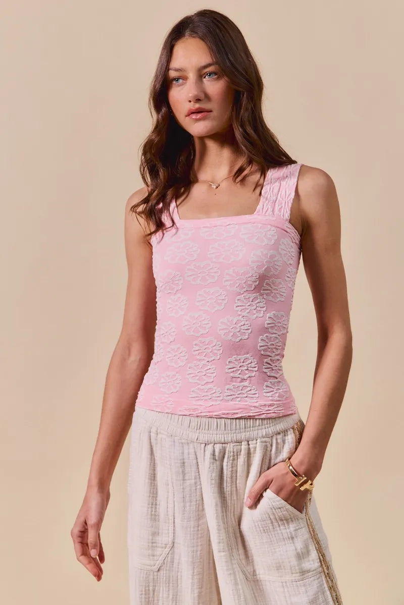 SO ME Two Tone Floral Seamless Tank Top - Tigbul's Variety Fashion Shop
