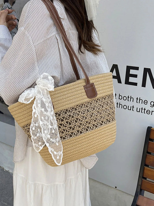 Woven Straw Shoulder Bag - Tigbul's Variety Fashion Shop