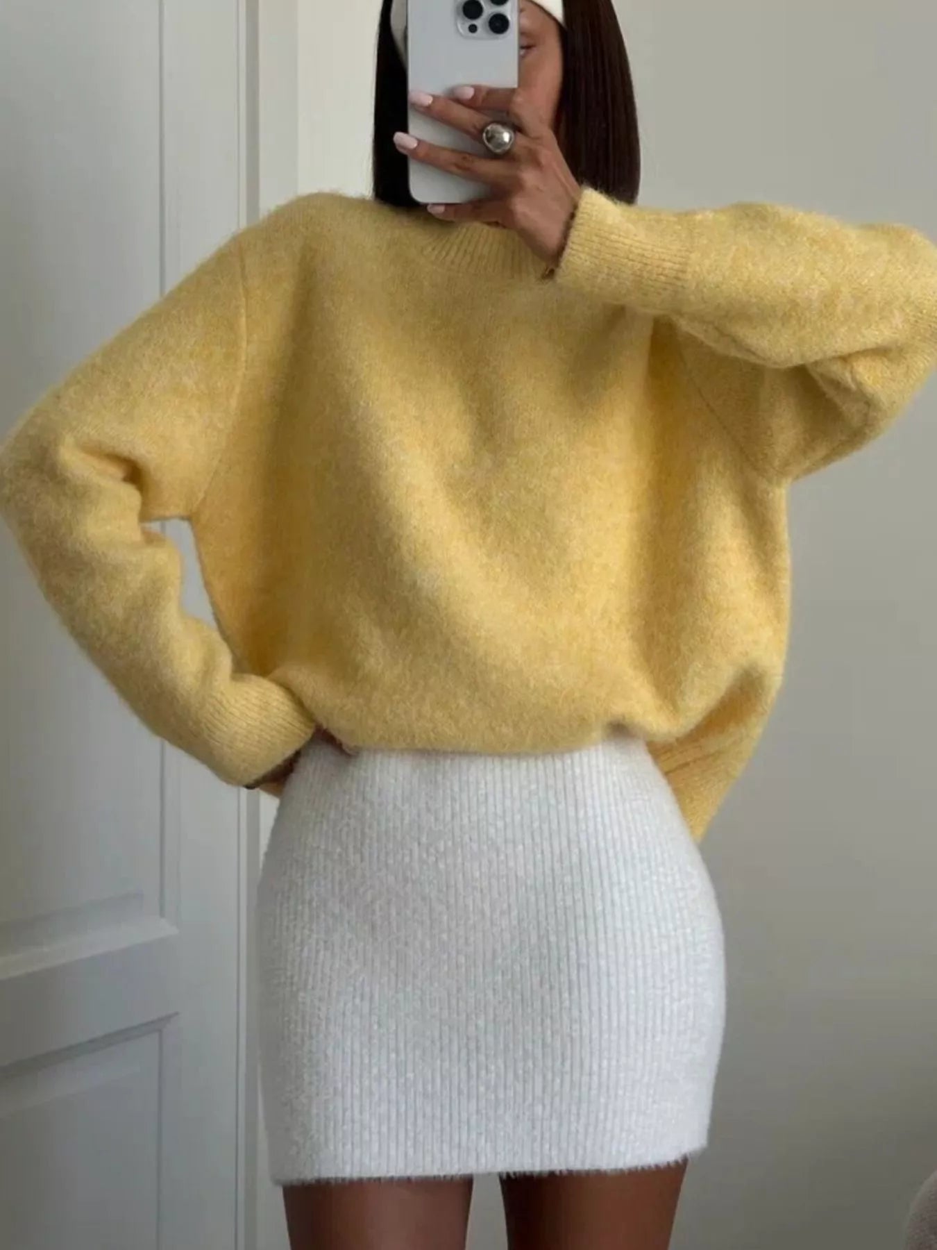 Round Neck Dropped Shoulder Sweater - Tigbul's Variety Fashion Shop