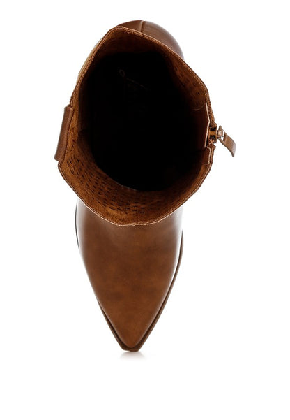 Prosia Rhinestone-Studded Cowboy Boots - Tigbul's Variety Fashion Shop