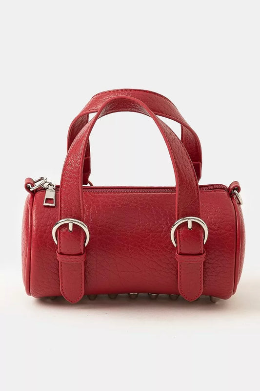 Fame Faux Leather Buckle Strap Cylinder Hand Bag - Tigbul's Variety Fashion Shop