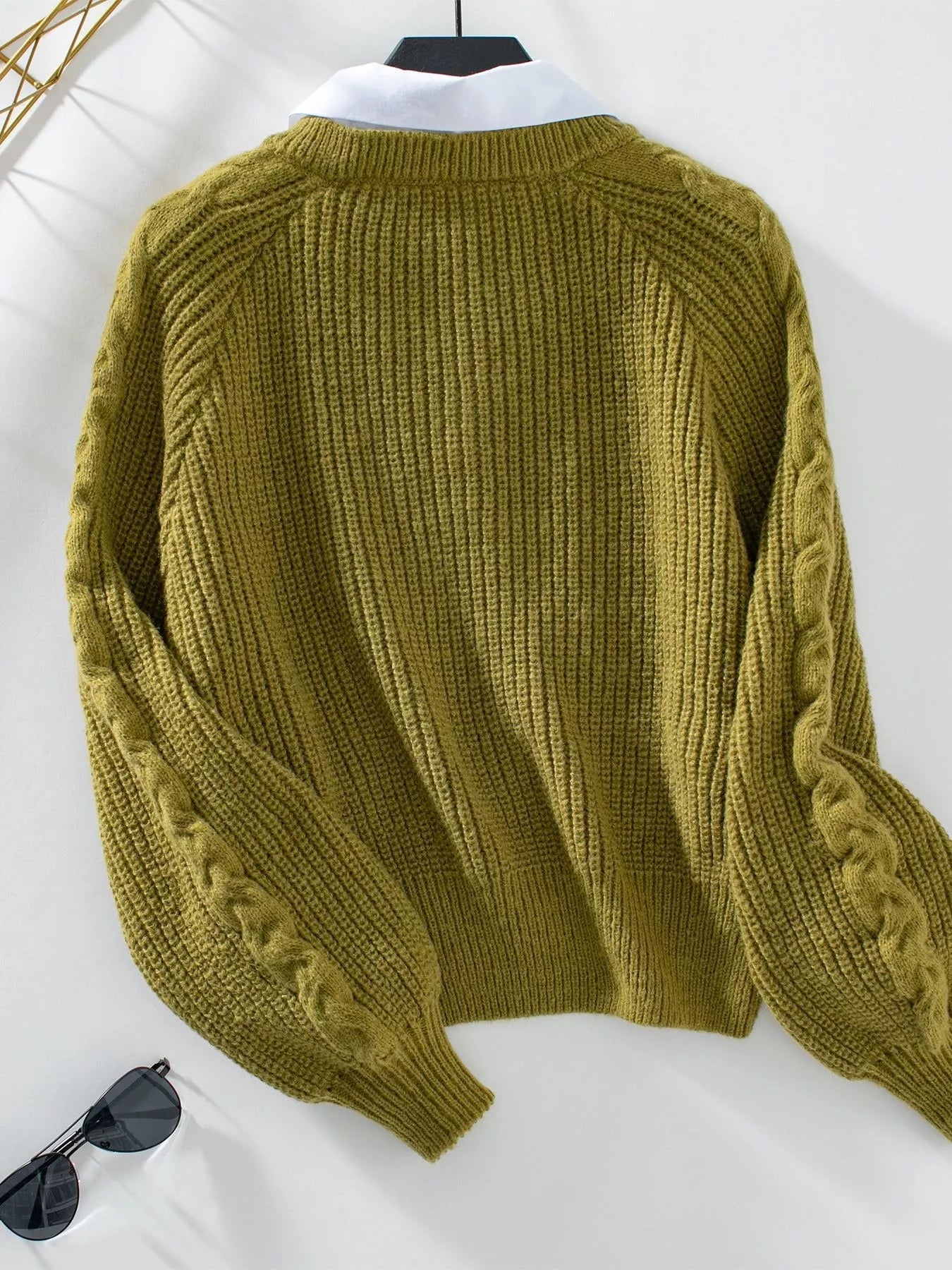 Cable Knit Long Sleeve Sweater - Tigbul's Variety Fashion Shop