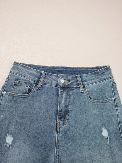 Distressed Ankle-length Straight Jeans - Tigbul's Variety Fashion Shop