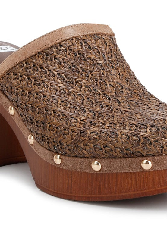 Jeydena Raffia Platform Clogs - Tigbuls Variety Fashion