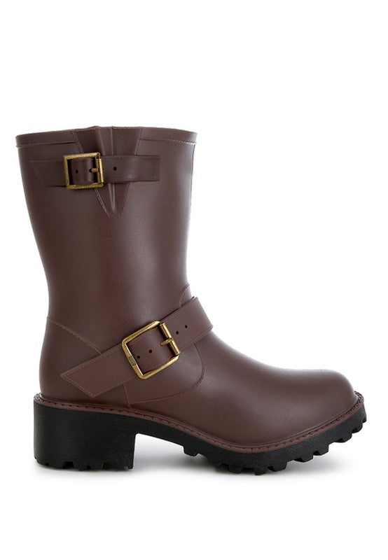 Anong Harness Detail Calf Rain Boots - Tigbul's Variety Fashion Shop