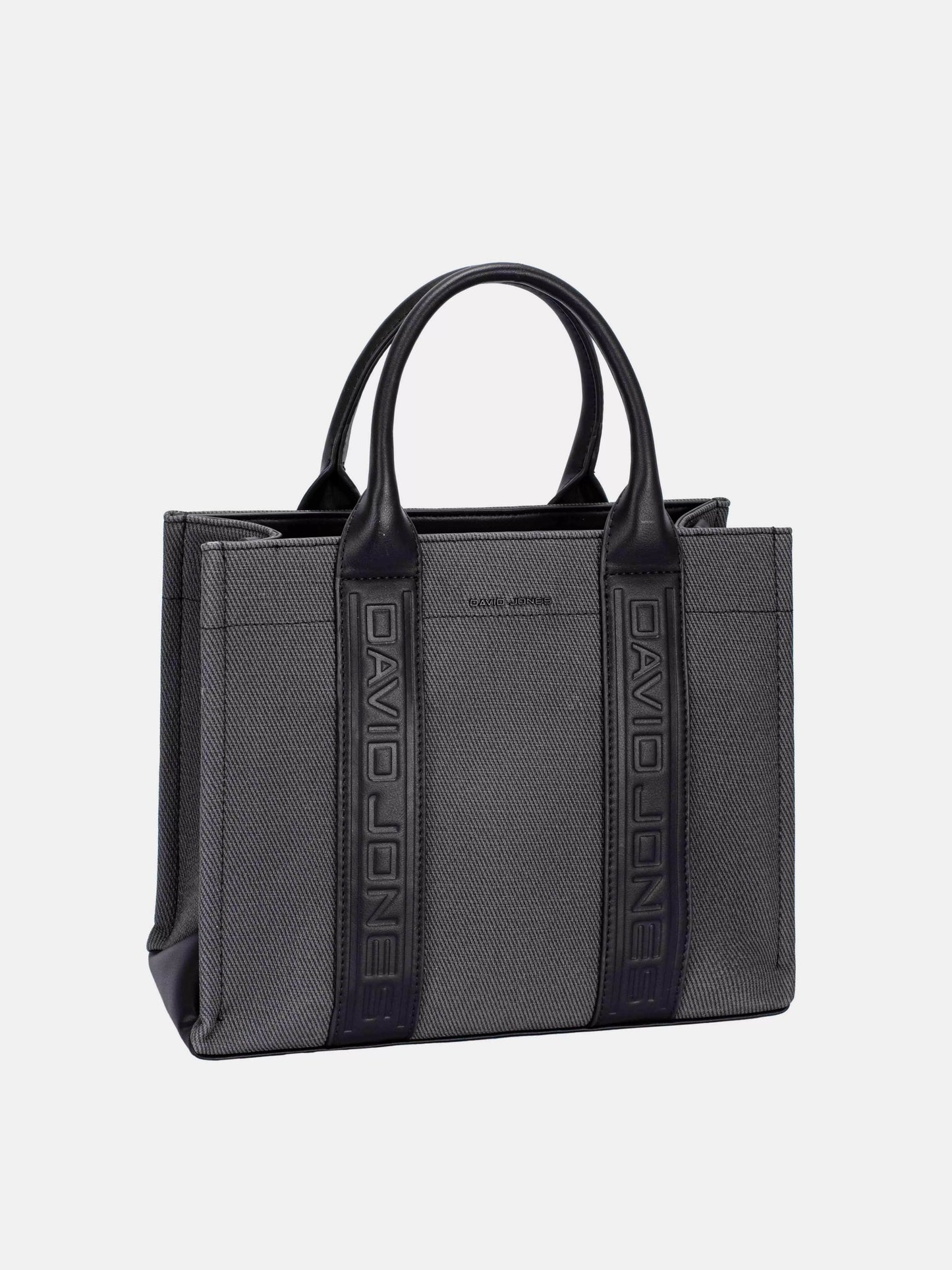 David Jones Canvas Tote Handbag with Contrast Leather Handles - Tigbul's Variety Fashion Shop