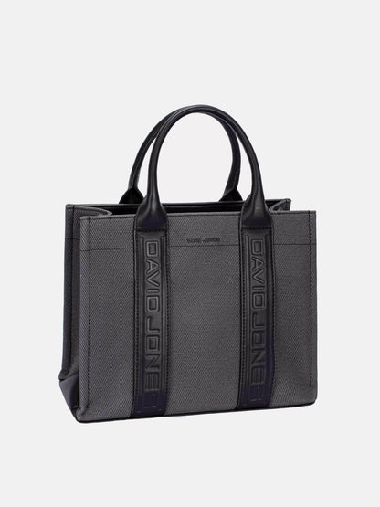 David Jones Canvas Tote Handbag with Contrast Leather Handles - Tigbul's Variety Fashion Shop
