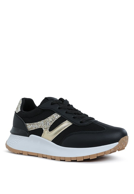 Tapers Glitter Detail Chunky Sneakers - Tigbul's Variety Fashion Shop