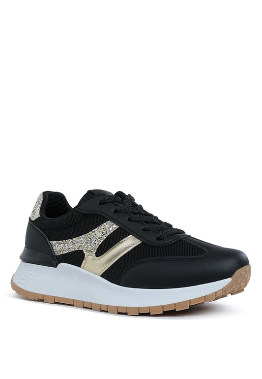 Tapers Glitter Detail Chunky Sneakers - Tigbul's Variety Fashion Shop