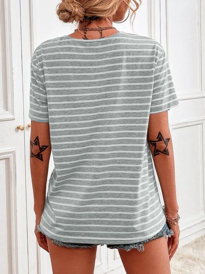 Striped Short Sleeve Top - Tigbul's Variety Fashion Shop