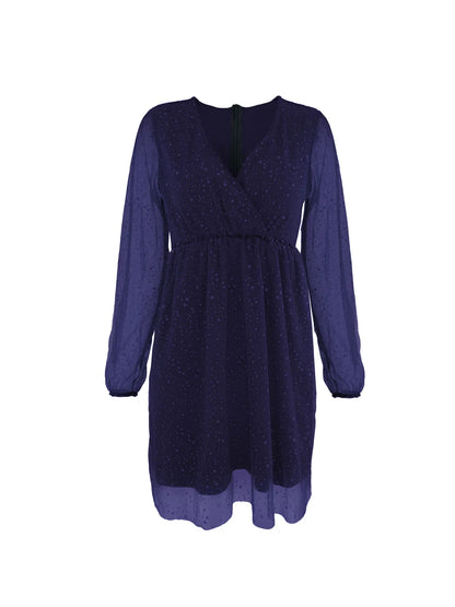 Sparkling Surplice Balloon Sleeve Mini Dress - Tigbul's Variety Fashion Shop
