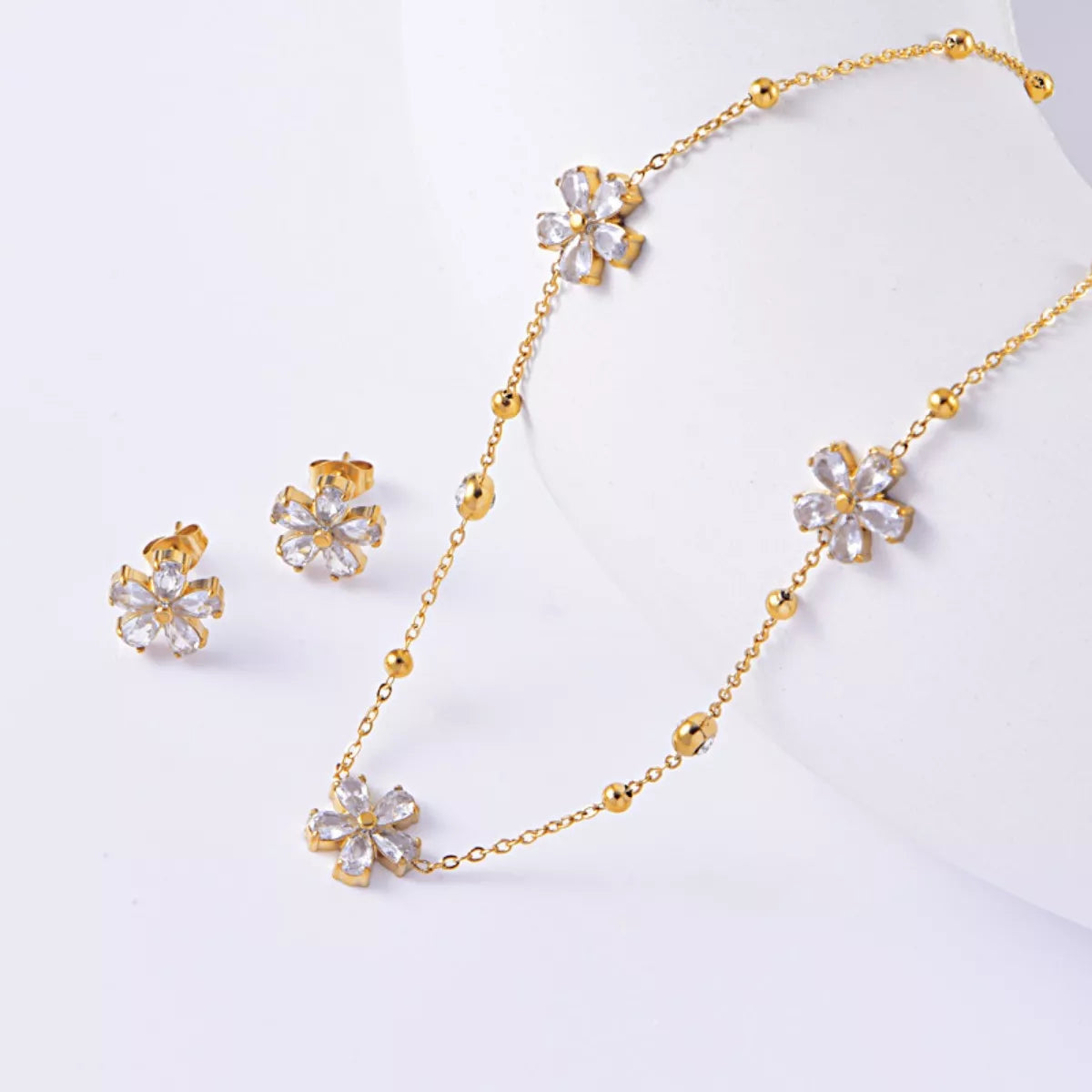 18K Gold-Plated Flower Jewelry Set - Tigbul's Variety Fashion Shop