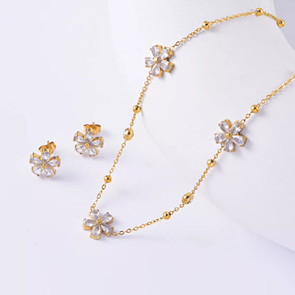 18K Gold-Plated Flower Jewelry Set - Tigbul's Variety Fashion Shop