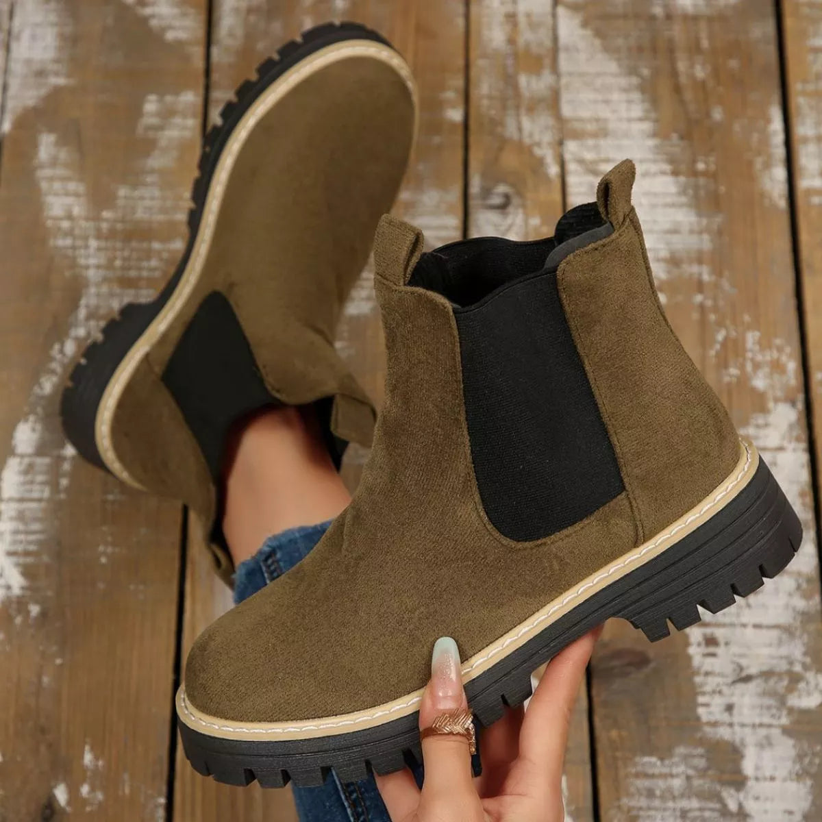 Round Toe Block Heels Boots - Tigbul's Variety Fashion Shop