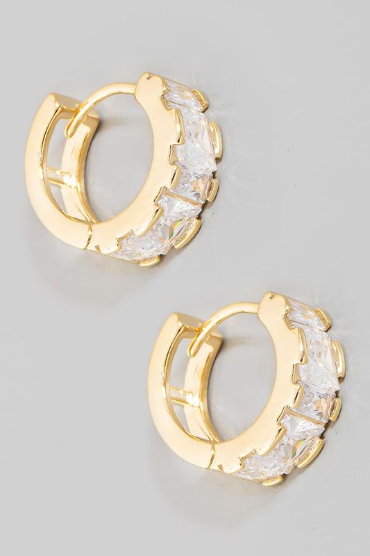 Fame Mini Rhinestone Huggie Hoop Earrings - Tigbul's Variety Fashion Shop