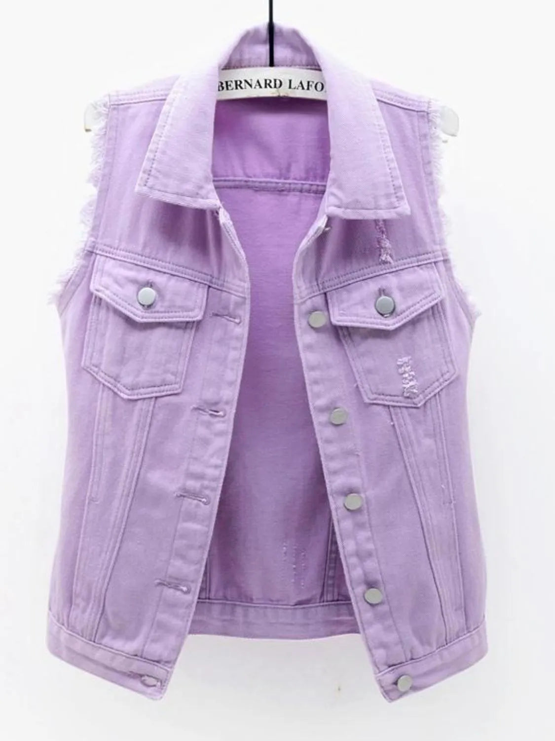Full Size Sleeveless Frayed Denim Vest Jacket Plus Size - Tigbul's Variety Fashion Shop