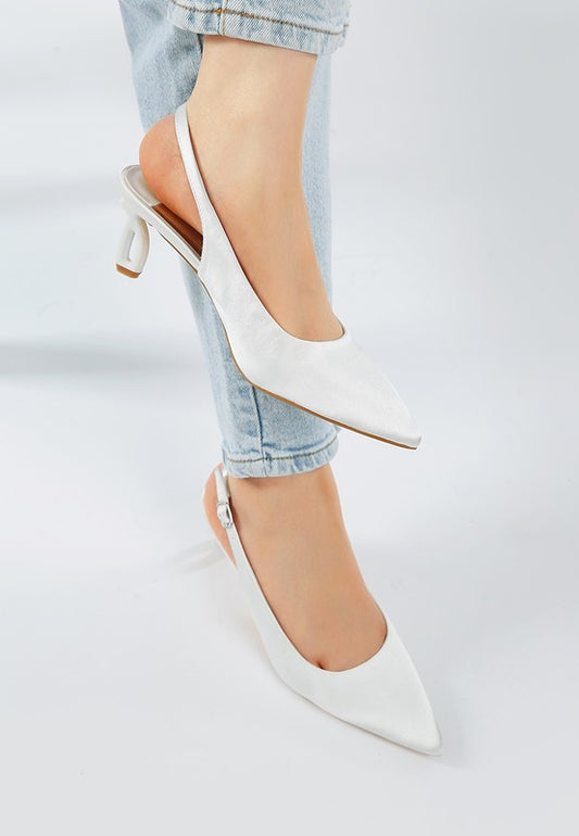 Vinca Satin Pointed Toe Slingbacks - Tigbul's Variety Fashion Shop