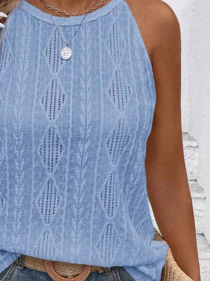 Textured Round Neck Tank - Tigbul's Variety Fashion Shop