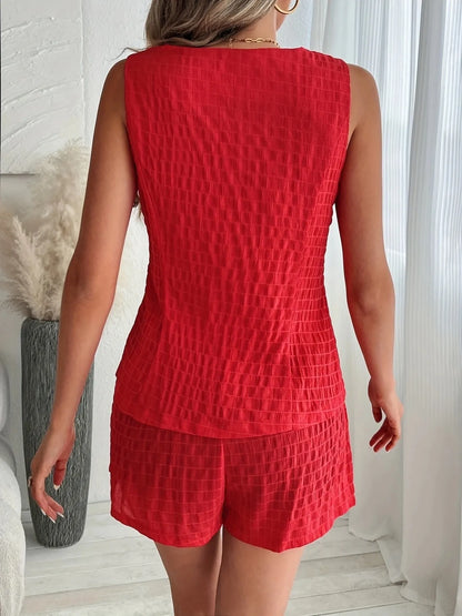 Button-Front Vest and Shorts Set - Tigbul's Variety Fashion Shop