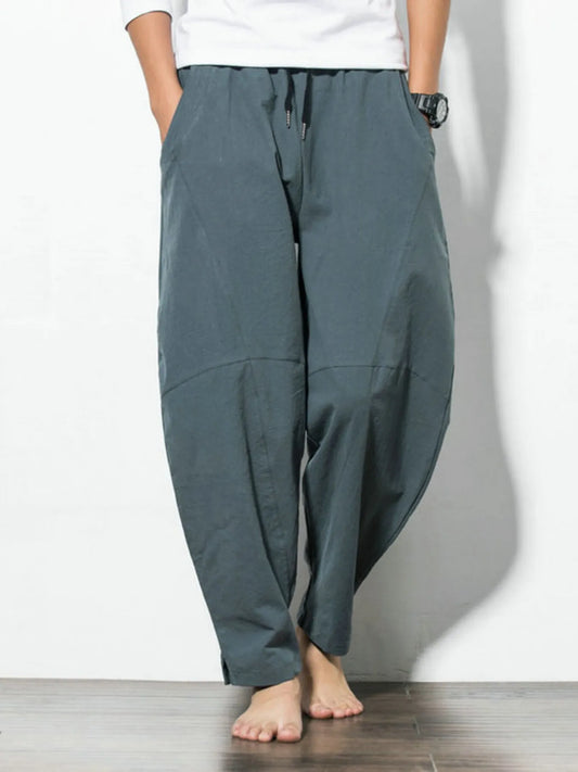 Men's Plus Size Casual Drawstring Wide Leg Pants - Tigbul's Variety Fashion Shop