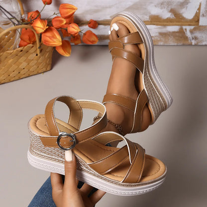 Open Toe Platform Wedge Sandals - Tigbul's Variety Fashion Shop
