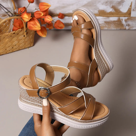 Open Toe Platform Wedge Sandals - Tigbul's Variety Fashion Shop