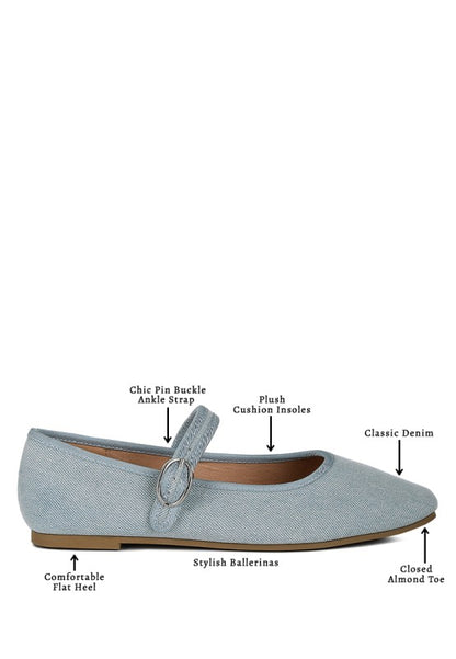Iker Classic Denim Pin Buckle Ballerinas - Tigbul's Variety Fashion Shop