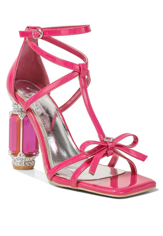 Affluence T Strap Stone Encrusted Heeled Sandal - Tigbul's Variety Fashion Shop