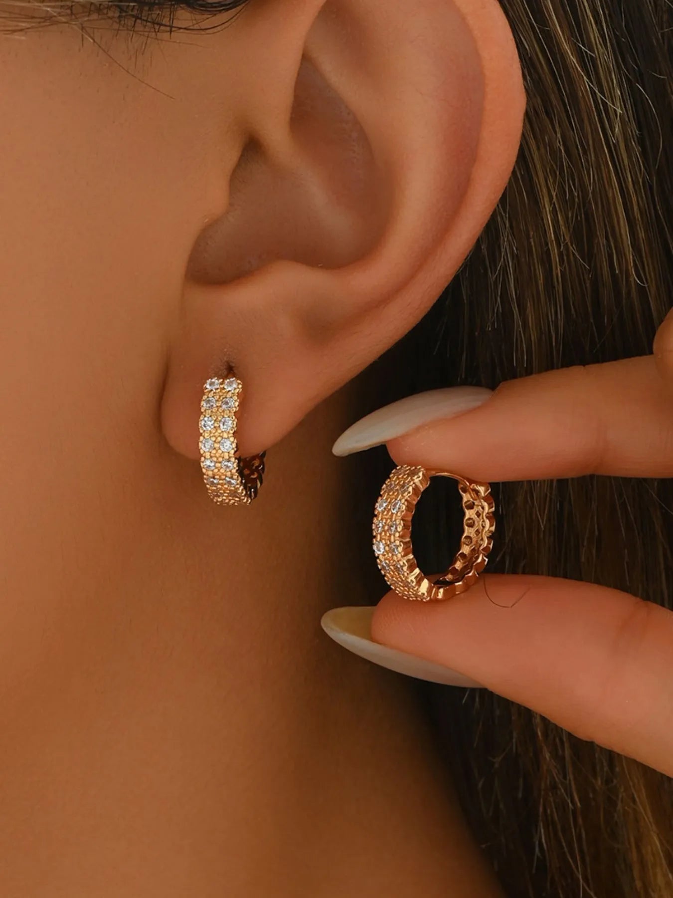Inland Zircon Hoop Earrings - Tigbul's Variety Fashion Shop