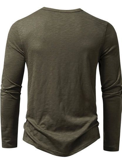 Men's Button Detail Long Sleeve T-Shirt - Tigbul's Variety Fashion Shop
