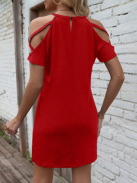 Cold Shoulder Mini Dress - Tigbul's Variety Fashion Shop